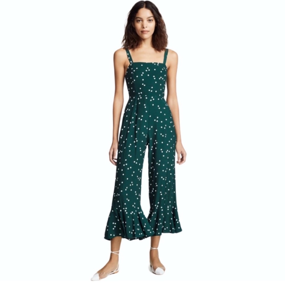Faithfull the Brand Green and White polka dot Jumpsuit